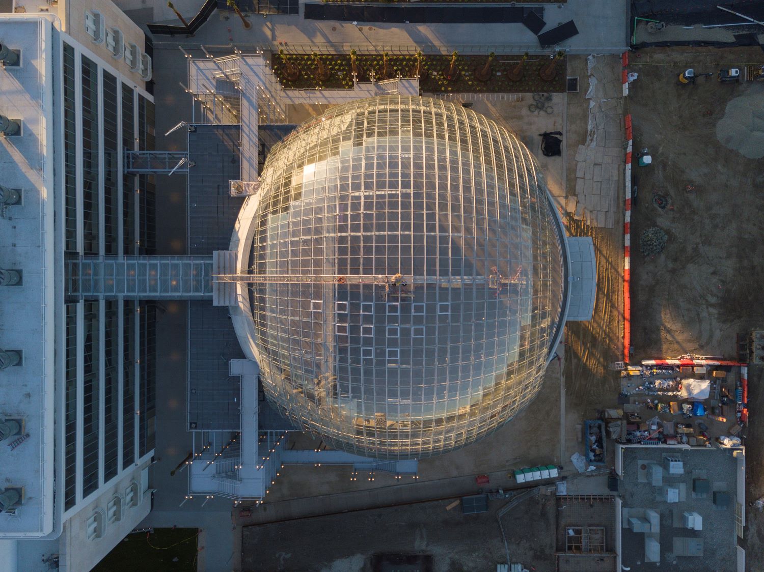 aerial view of large glass dome