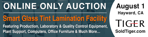 participate in an online only auction august 1 for smart glass tint lamination facility