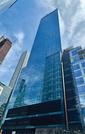 high rise building with glass facade