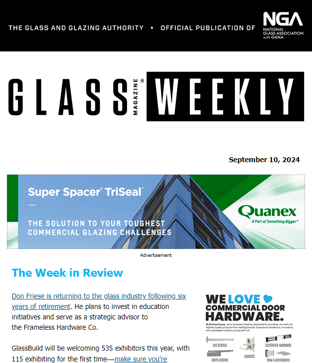 issue of Glass Magazine Weekly