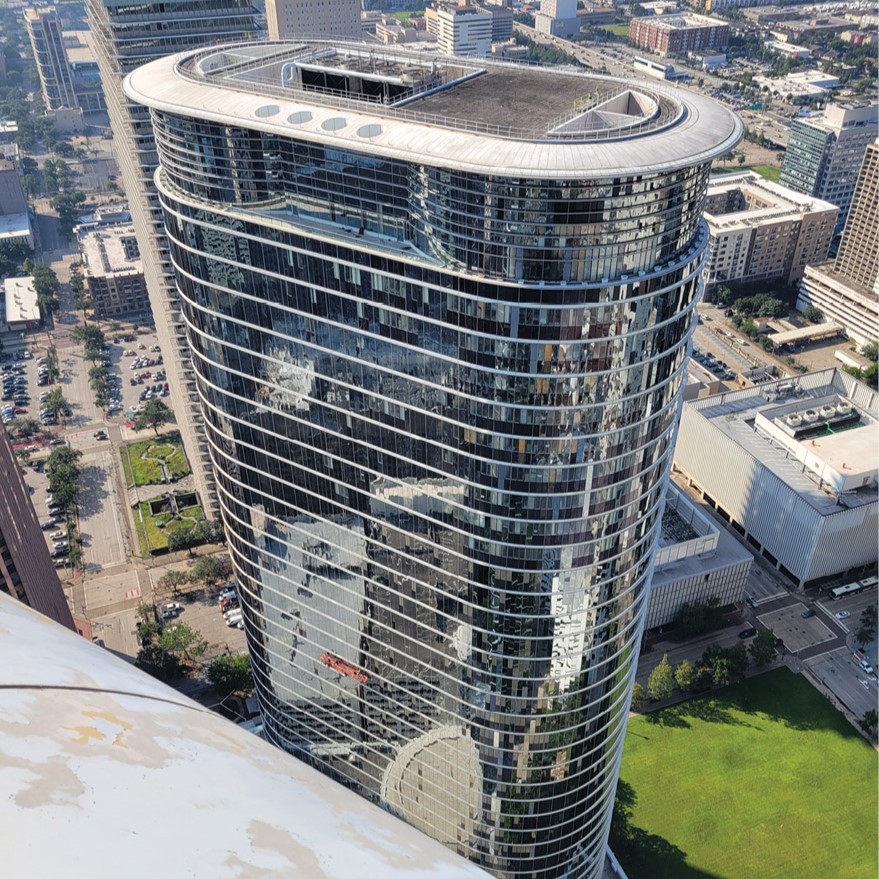 wind-damaged building