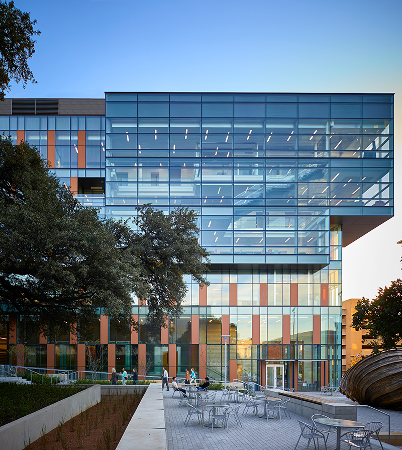 Exterior of glass building