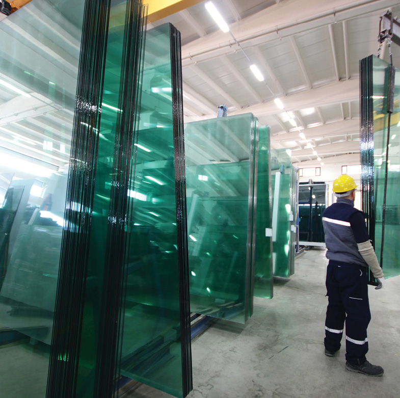 glass handler in fabrication factory