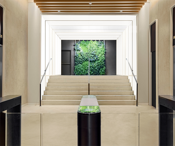 200 Varick Street lobby featuring Bendheim glass