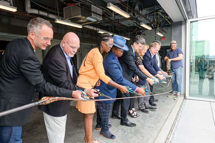 Hot glass ribbon cutting ceremony at PGC