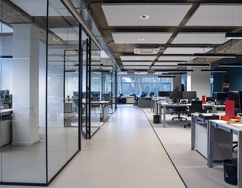 Glass interior of office