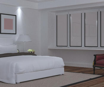 between-the-glass shades in bedroom 